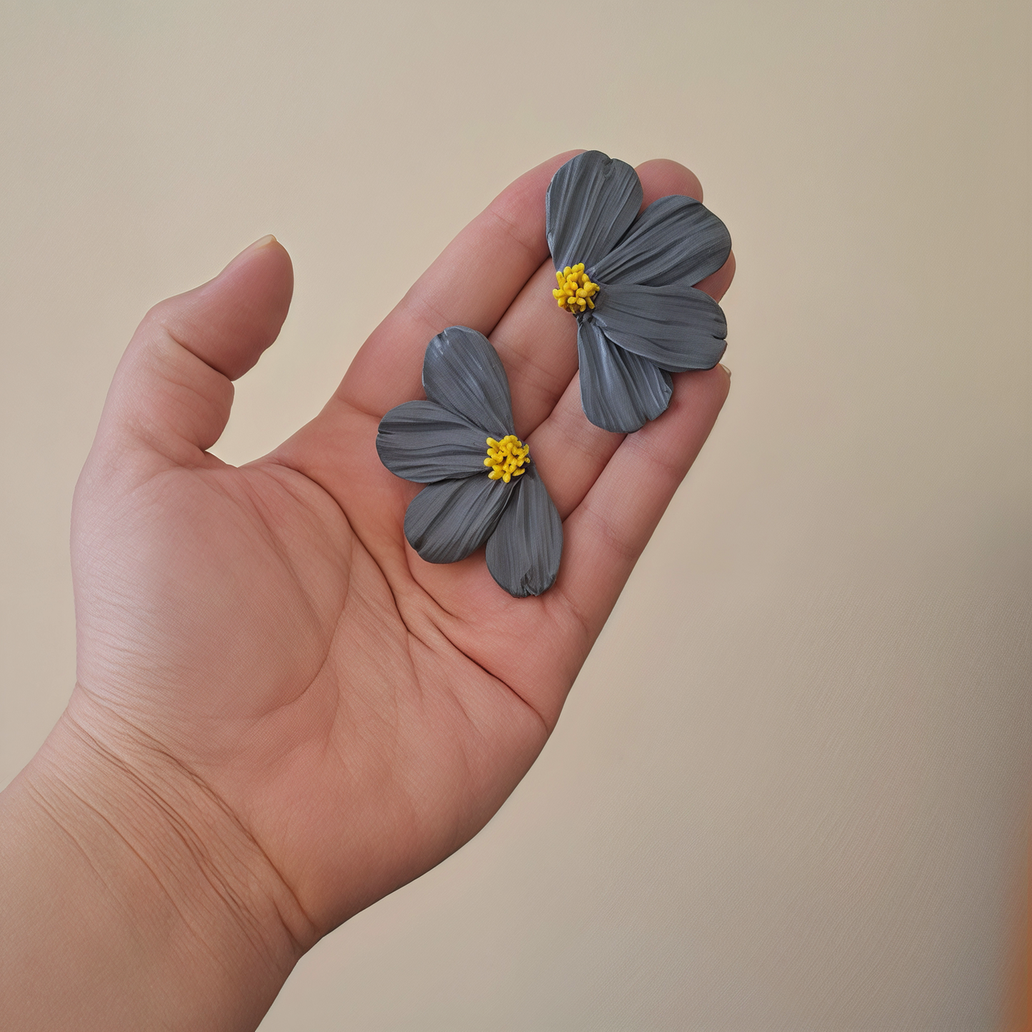 💜 Aros Botón "Yolandas" | Flor Plegada Violeta 💜
