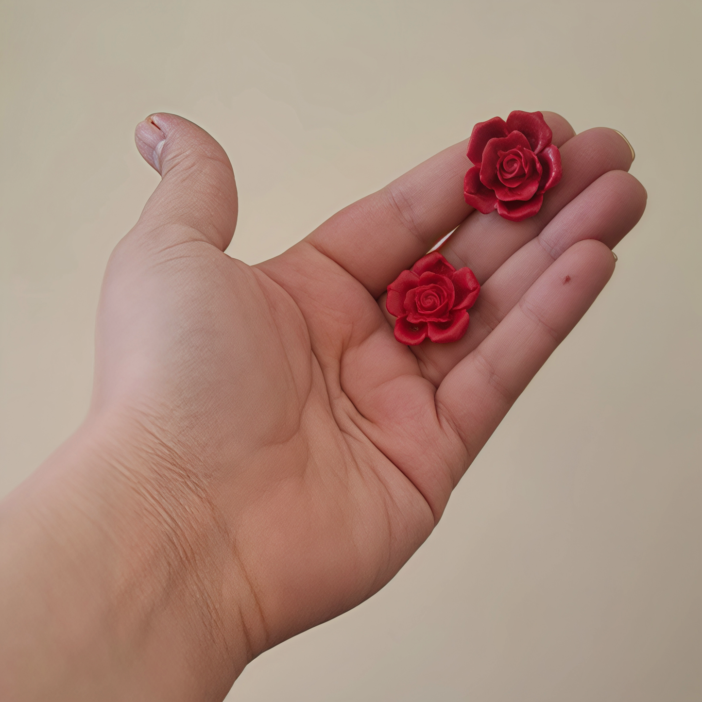 🌹 Aros Botón "Borgoña Romántica" | Rosa Escultural 🌹