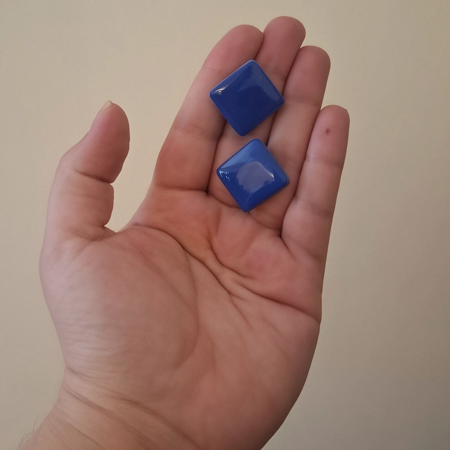 💙 Aros Botón "Medianoche Geométrica" | Azul Marino Cuadrado 💙