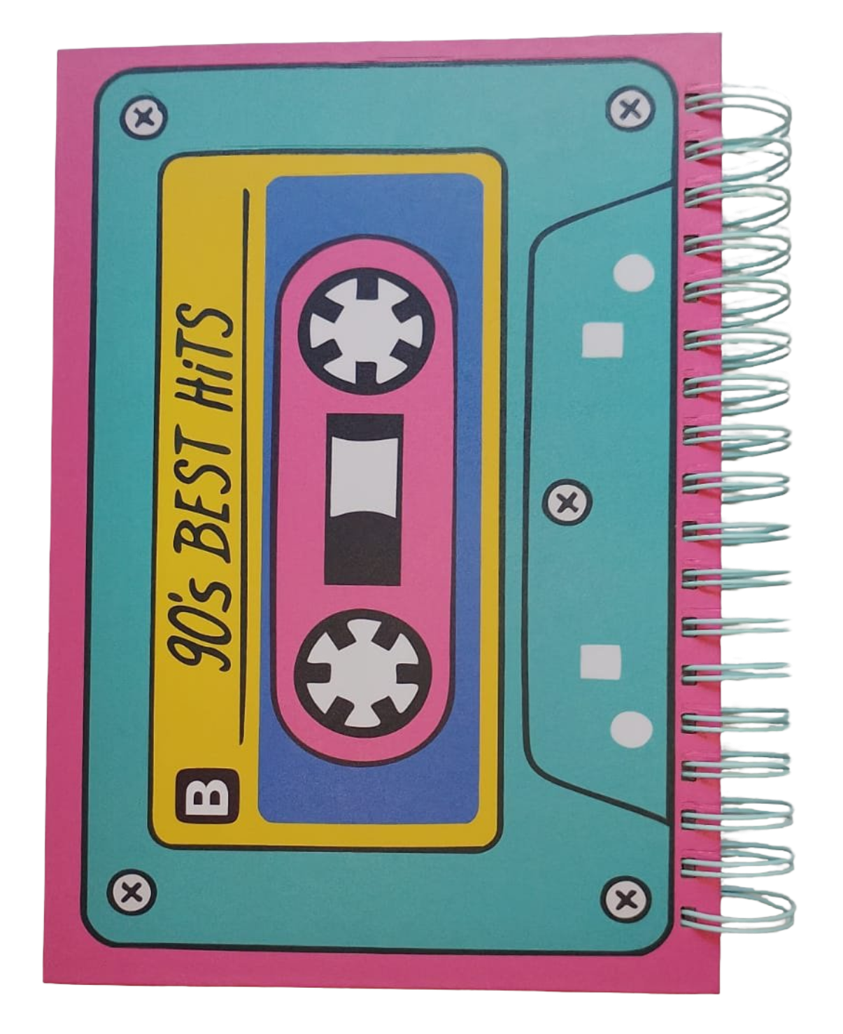 📕 Agenda Perpetua: Edición "Vintage Cassette 90's" 📼🎶-fondo rosa