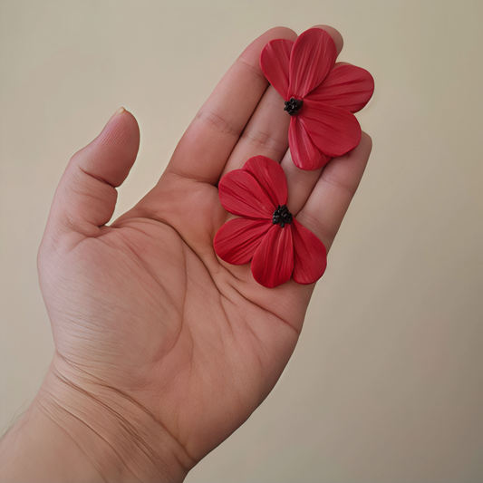 🌹 Aros Botón "Yolandas" | Rojo Pasión Escarlata ❤️
