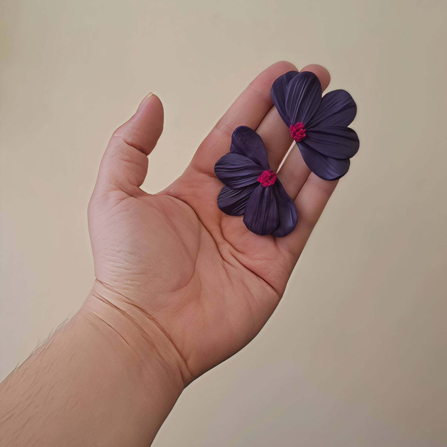 💜 Aros Botón "Yolandas" | Flor Plegada Violeta 💜