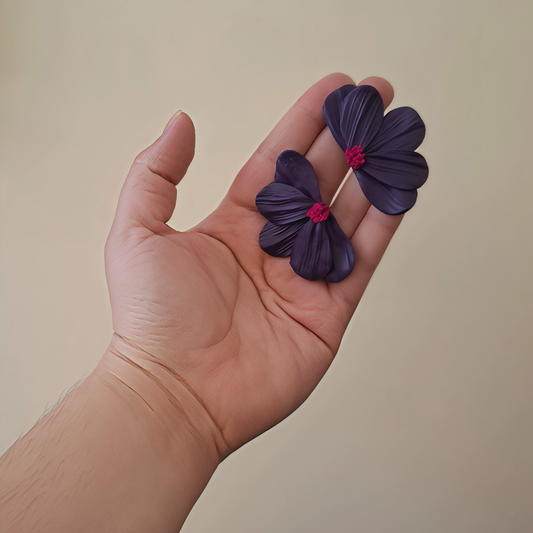 💜 Aros Botón "Yolandas" | Flor Plegada Violeta 💜