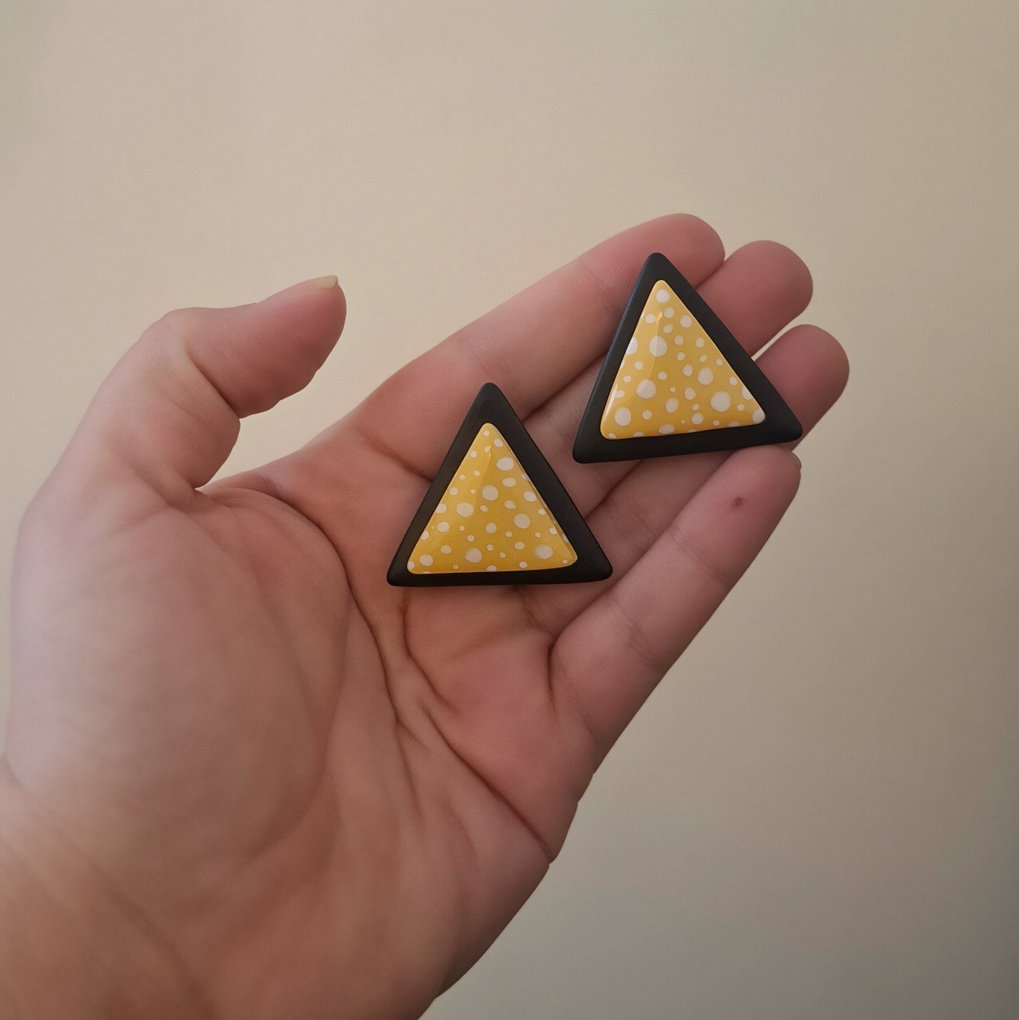 🔺 Aros Geométricos Doble Tono | Azul y amarillo con burbujas 🔺