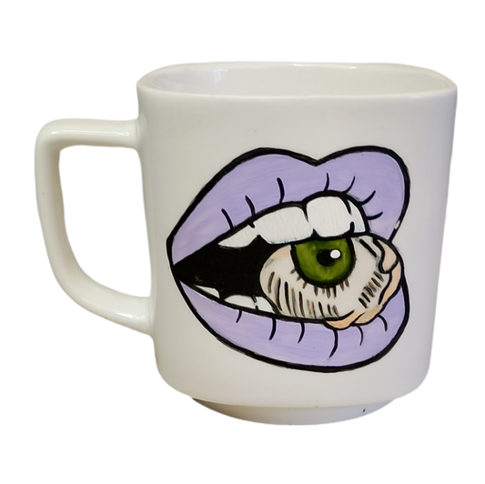 Tazón MUGG 250 cc – Labios y miradas (Pintado a Mano)