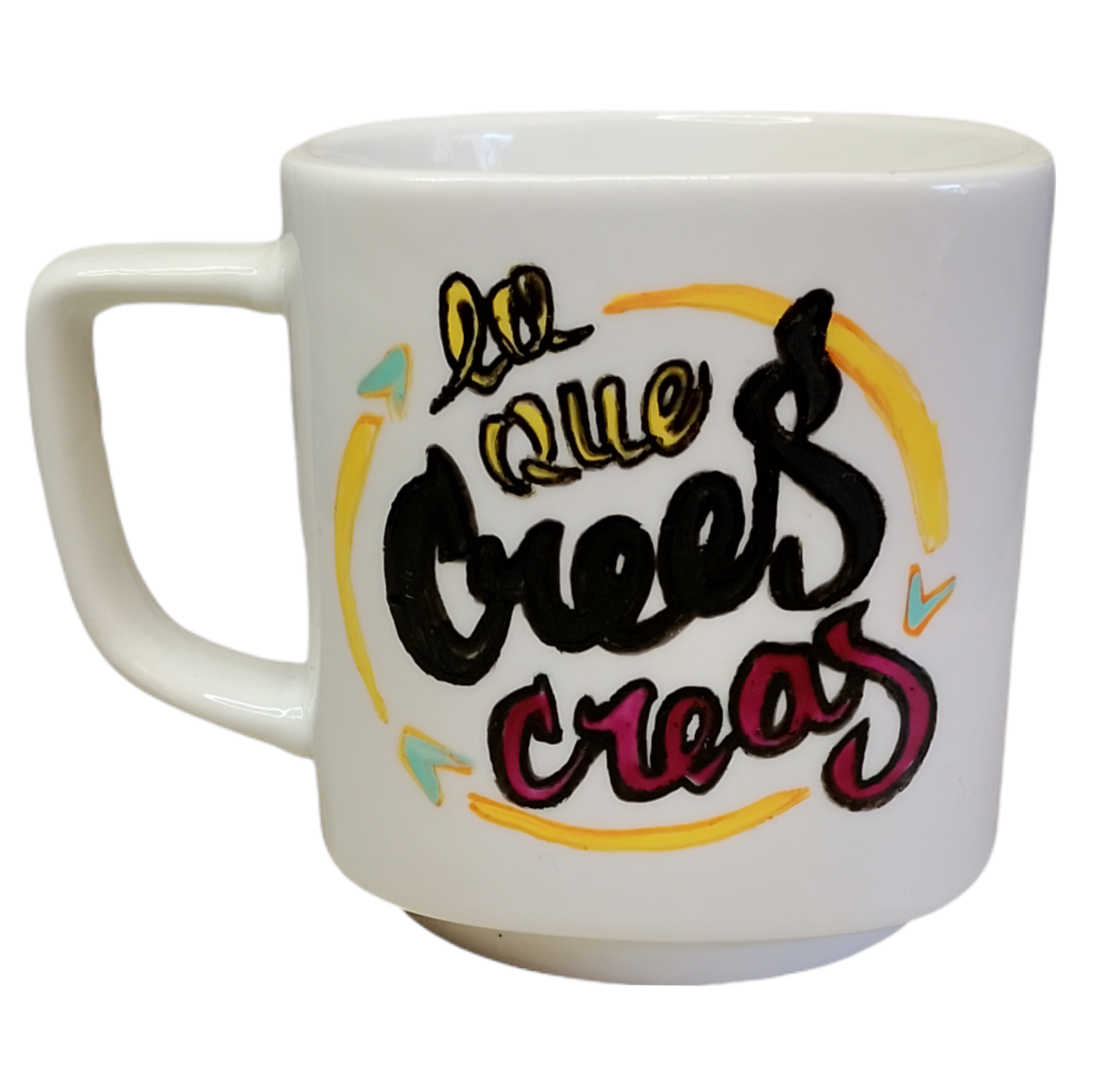 Tazón MUGG 250 cc –Lo que crees creas (Pintado a Mano)