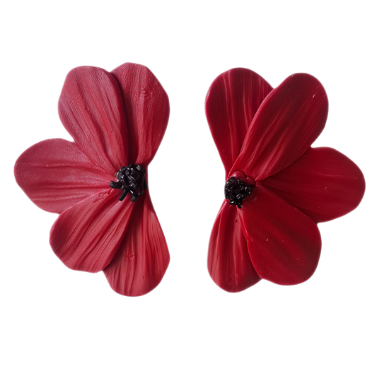 🌹 Aros Botón "Yolandas" | Rojo Pasión Escarlata ❤️