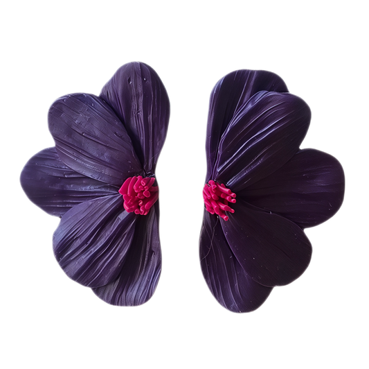 💜 Aros Botón "Yolandas" | Flor Plegada Violeta 💜