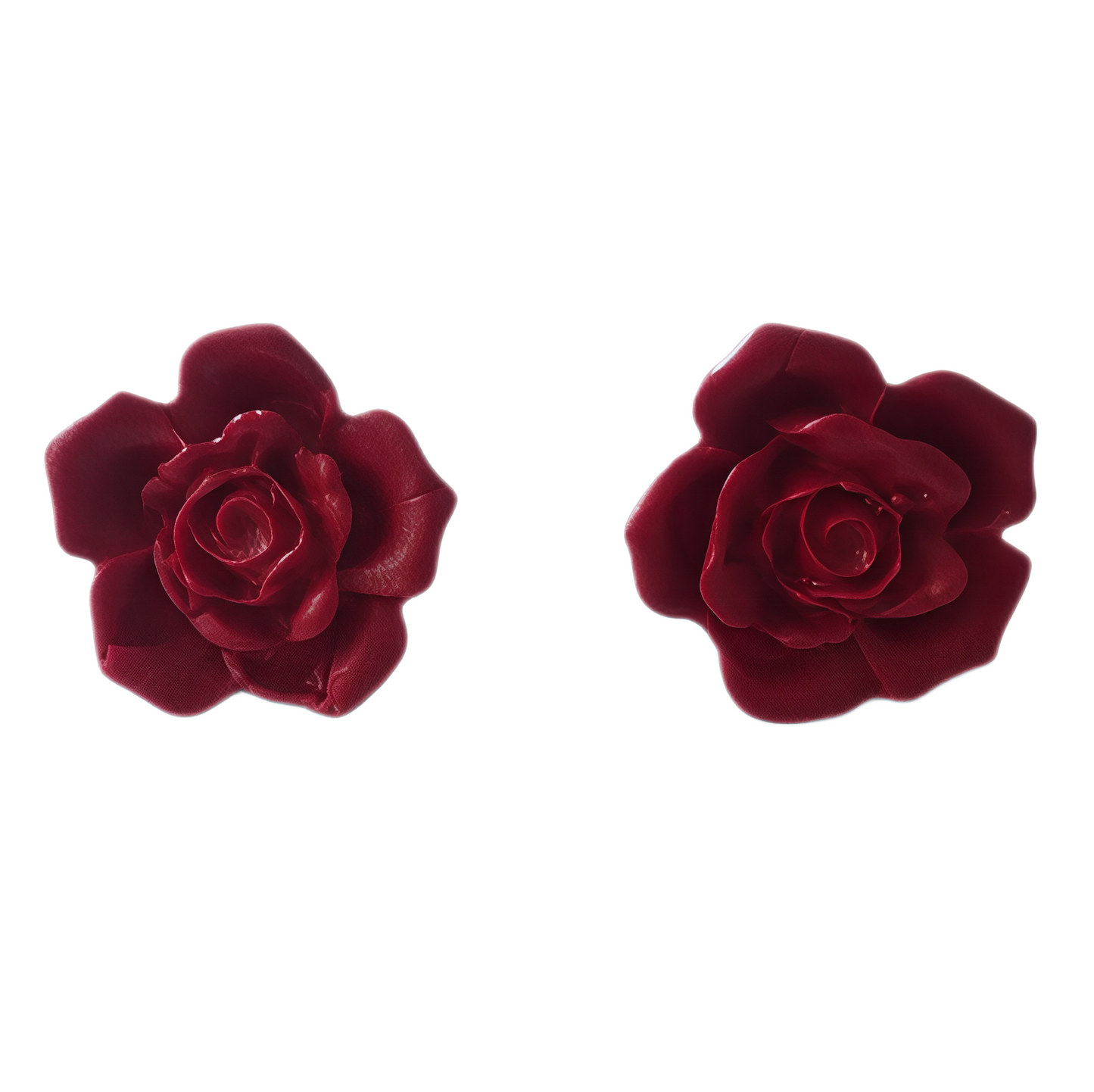 🌹 Aros Botón "Borgoña Romántica" | Rosa Escultural 🌹