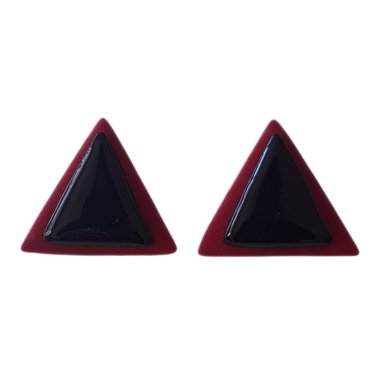 🔺 Aros Geométricos Doble Tono | Rojo y negro 🔺