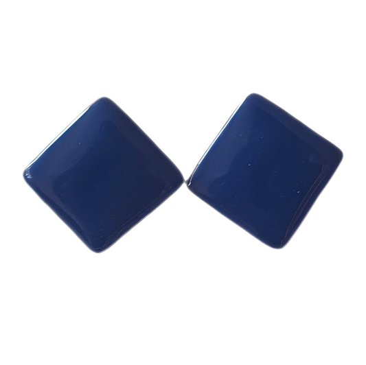 💙 Aros Botón "Medianoche Geométrica" | Azul Marino Cuadrado 💙