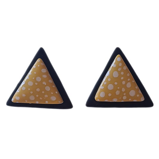 🔺 Aros Geométricos Doble Tono | Azul y amarillo con burbujas 🔺