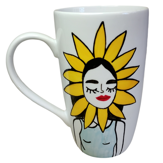 Tazón MUGG 500 cc – Mujer Girasol (Pintado a Mano)